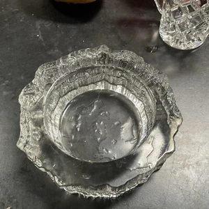 IITALIO TAPIO WIRKKALA ART GLASS CANDLE HOLDER/DISH MAP OF EUROPE FINLAND - Picture 1 of 4