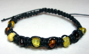 Pulsera ámbar báltico genuino multicolor Shamballa - Imagen 1 de 4