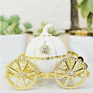 Weißgold Strass Prinzessin Aschenputtel Kristall Kürbis Kutsche Schmuckschatulle - Bild 1 von 4