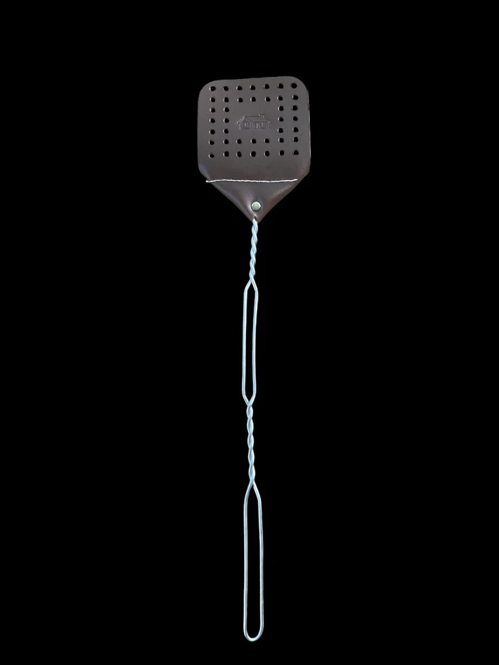 Heavy duty Amish hand made leather fly swatter log cabin print - Image 1 of 4