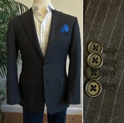 LUIGI BIANCHI MANTOVA SUIT JACKET BLAZER US SIZE 40 (Euro 50) ITALIAN COAT GRAY - Imagem 1 de 4