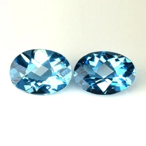 1,90 quilates y 7x5 mm _ TOPACIO AZUL SUIZO NATURAL OVALADO 7x5 CORTE A CUADROS 2 piezas PIEDRAS PRECIOSAS - Imagen 1 de 10