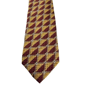 Cravatta uomo Robert Talbott oro bordeaux 100% seta design greco 58" USA - Foto 1 di 12
