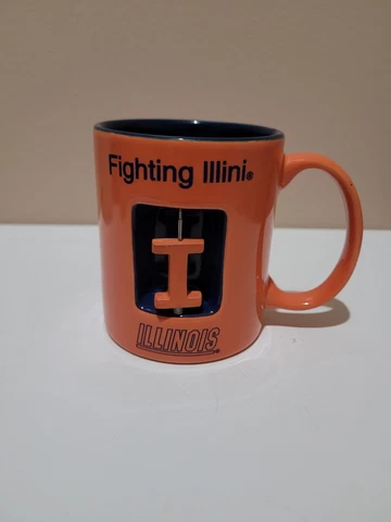 Illinois Fighting Illini Ceramic Coffee Mug With Spinning Logo Preowned Cover