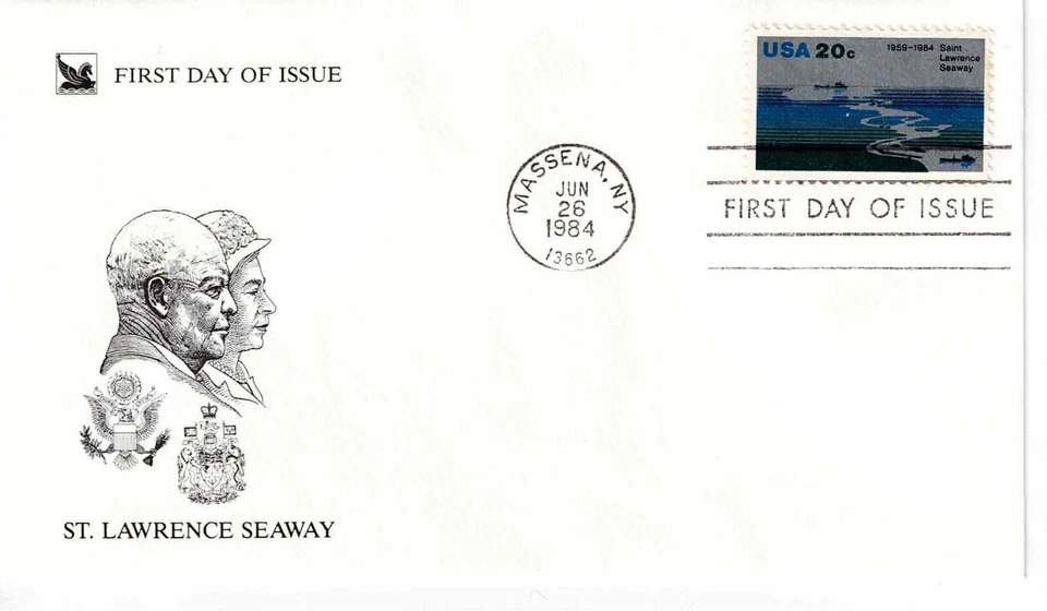 US Scott #2091, First Day Cover 6/26/84 Massena Single St Lawrence Seaway - Image 1 of 1