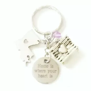 Louisiana Home Is Where Your Heart Is Silver Charm Keychain Gift Of Love - Picture 1 of 1