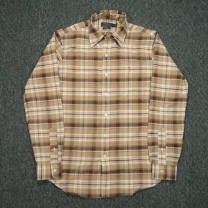 Polo Ralph Lauren Shirt Men Small Brown Plaid Performance Long Sleeve Flesh Pony - Picture 1 of 9