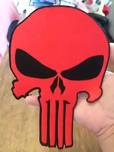 Large Skull Punisher dangerous Scary Satan symbol Embroidered Iron-On Sew patch - Picture 1 of 6