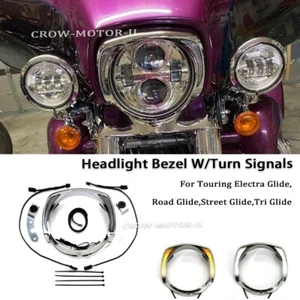 LED Motorcycle Headlight Bezel With Turn Lights For Street Glide Special FLHXS - Picture 1 of 9
