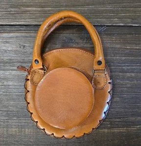 Mini cartera de cuero hecha a mano con 2 cremalleras Tesoros Manila Filipinas 5,5 pulgadas - Imagen 1 de 23