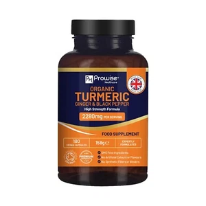 Prowise Organic Turmeric 2280mg High Strength Capsule with Black Pepper & Ginger - Picture 1 of 12