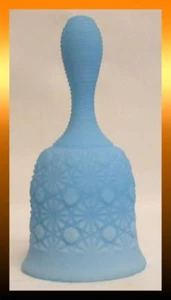 Fenton Blue Satin DAISY and BUTTON Small Art Glass 6" Bell #1966BA MINT - Picture 1 of 1