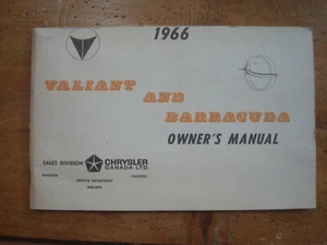 1966 Valiant And Barracuda Owner's Manual. Canadian - Picture 1 of 6