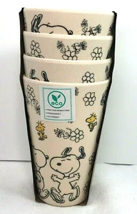 NIP Happy Dancing Snoopy Set Of 4 Cups Woodstock  5" H - Picture 1 of 3
