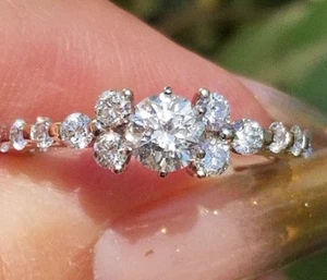 Gorgeous Quality Natural Diamond Solitaire & Accents 14k ring - Picture 1 of 16