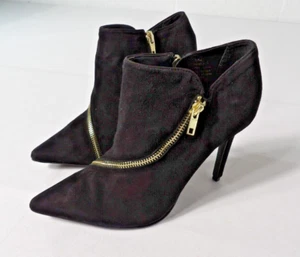 Saks Fifth Avenue Womens Sz 9 Elena Heel Bootie Suede Black Zipper Stiletto Pump - Picture 1 of 20