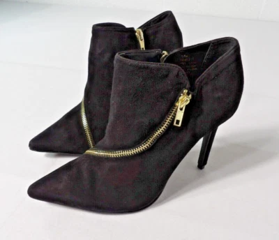 Saks Fifth Avenue Womens Sz 9 Elena Heel Bootie Suede Black Zipper Stiletto Pump - Image 1 of 4