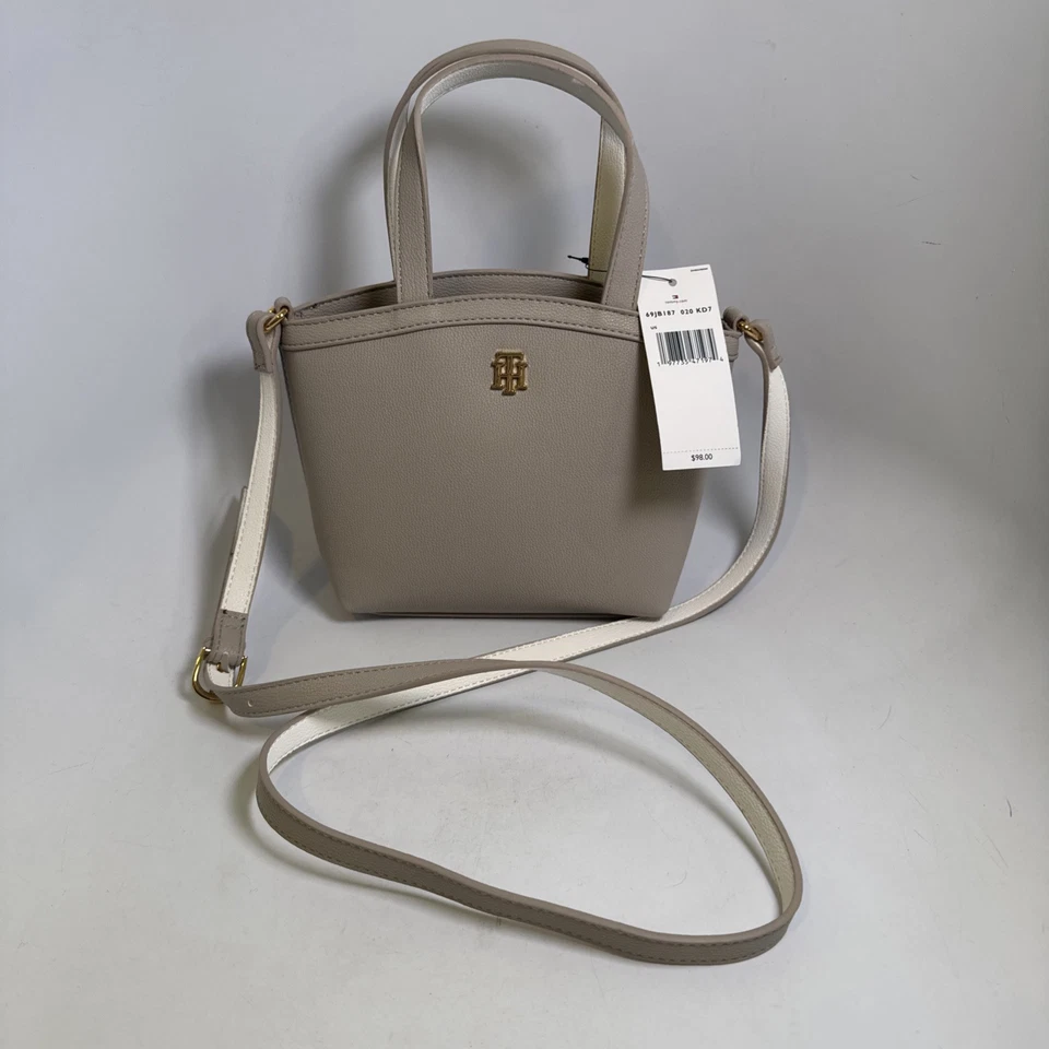 Tommy Hilfiger Mujer Clásico Bolso de Mano Beige Cartera Mediano Nuevo con Etiquetas Bandolera + Correa Foto 1 de 4
