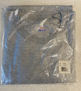 Hanes BEEFY-T Shirt Gray 4XL Crew Neck Short Sleeve 90% Preshrunk Cotton - Picture 1 of 5