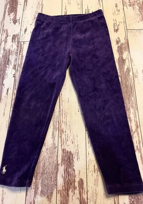 Pantalones Leggings Ralph Lauren Suave Púrpura Terciopelo Niñas Talla 5 Logo de Poni Foto 1 de 4