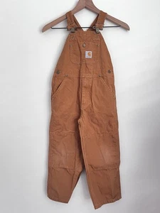 Carhartt 100% Cotton Brown Canvas Overalls Gardening Kids Youth 6 - Picture 1 of 5