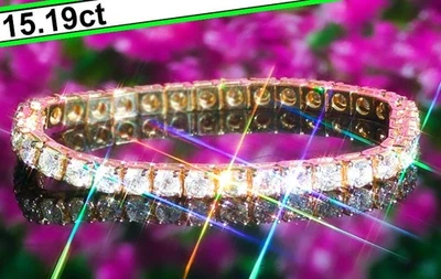 Brazalete Tenis Diamantes Oro 14K 15.19ct Diamante ESTADO | 21.5gr DE COLECCIÓN Foto 1 de 4