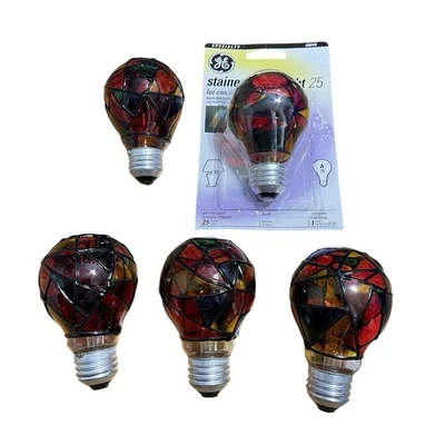 Lot of 5 GE Stained Glass 25W A19 Medium Base Light Bulb 46645 - Image 1 of 4