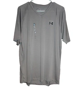 Under Armour Men's T-Shirt The Tech Tee V-Neck Short Sleeve Gray Size XL NEW - Picture 1 of 2