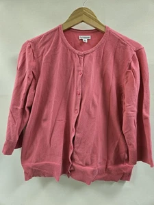 Suéter Croft & Barrow Mujer 2XL Rosa Botón Frontal Cárdigan Cuello Redondo Manga 3/4 - Imagen 1 de 11
