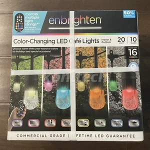 enbrighten Color Changing LED Cafe Lights 20ft 10bulbs Remote Dimmable - Picture 1 of 3