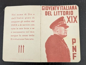 Tessera politica Gioventù italiana del Littorio XIX PNF - Picture 1 of 2