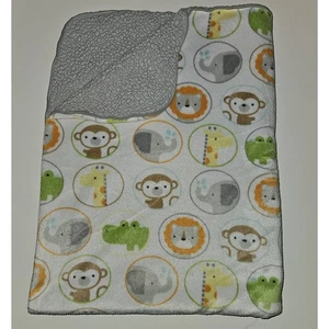 Circo Fleece Baby Blanket Animals Circle Gray Monkey Elephant Lion Giraffe Gator - Picture 1 of 7