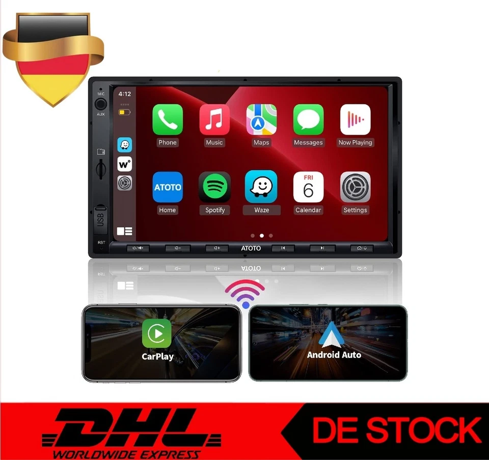 7" ATOTO F7 WE Android Auto CarPlay Navi für Auto 2 DIN GPS USB AUX Bluetooth - Bild 1 von 4