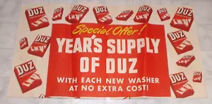 Affiche publicitaire originale détergent à lessive Duz vintage années 50 38" x 20" - Photo 1/5