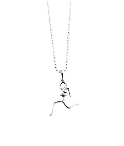 STERLING SILVER RUNNING GIRL~18 in Sterling Silver Chain~Runner Girl Necklace - Picture 1 of 8