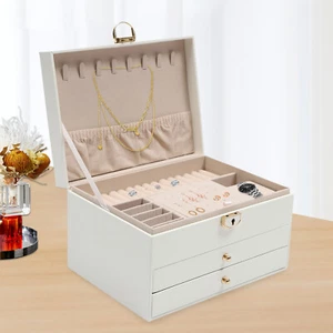 3 Tier Watch Box Jewelry Organizer Case Holder Bracelet Display Case with Drawer - Bild 1 von 23
