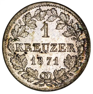 Germany States. Bavaria 1871 Billon 1 Kreuzer. 0.82 g, 14 mm BU KM-873 - Picture 1 of 3