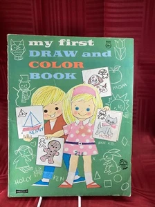 Vintage MY FIRST DRAW AND COLOR Coloring Book by Saalfield Artcraft #9582 1957 - Picture 1 of 8