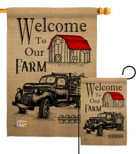 Welcome Farm Garden Flag Primitive Country Living Decorative Yard House Banner - Picture 1 of 17