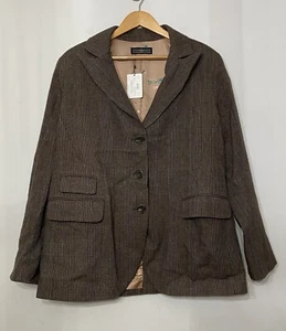 Giacca blazer Peruvian Connection marrone lino lana bottoni 14 corpcore ufficio nuova con etichetta - Foto 1 di 12