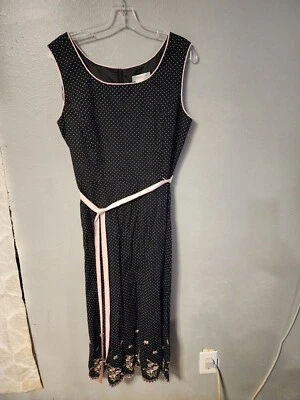 Vestido sin mangas Coldwater Creek para mujer talla 14 negro con lunares blancos Foto 1 de 4