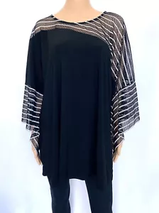 NWT! NEW! JOSEPH RIBKOFF Size US 22 2XL UK 24 Black White Sheer Top Blouse Tunic - Picture 1 of 9