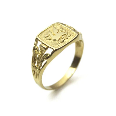  Signet Ring Gold Welsh Dragon and Prince of Wales   - Image 1 of 4