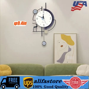 Modern Wall Clock Pendulum Mute Hanging Large Quartz Vintage Living Room Decor - Picture 1 of 23