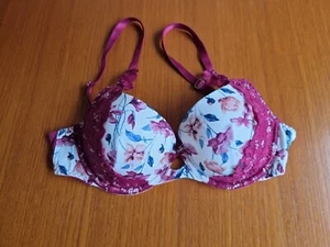 Womens Wine Floral Padded Bra, Size 34B, Entice for George, Ex Con - Picture 1 of 2