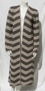 GARNET HILL Women’s Brown Open Long Chevron Cardigan Sweater Coat sz US L MINT - Picture 1 of 5