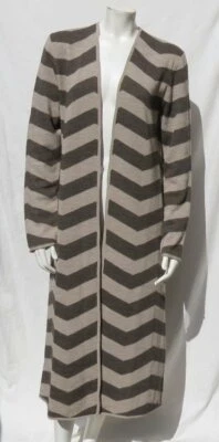 GARNET HILL Women’s Brown Open Long Chevron Cardigan Sweater Coat sz US L MINT - Image 1 of 4