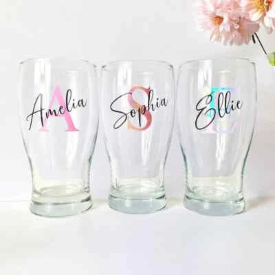 Personalised Pint Glass Christmas Secret Santa Birthday Gift For Her Him Bestie - Image 1 of 4
