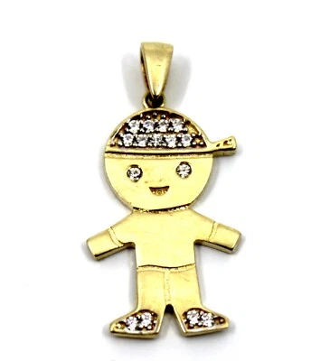 Colgante/dije bebé niño oro amarillo macizo 14K con circonitas cúbicas Foto 1 de 4