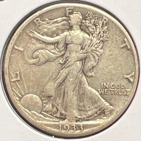 1933-S WALKING LIBERTY SILVER HALF DOLLAR EXTRA FINE ..ACTUAL COIN #C12767 Cover